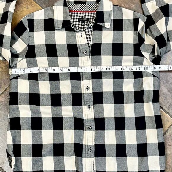 Talbots Petites Black White Buffalo Plaid Button Up MP - Picture 5 of 10